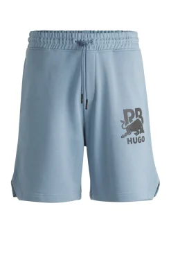 HUGO x RB Shorts aus Baumwoll-Terry mit Carbon-Stealth-Logo