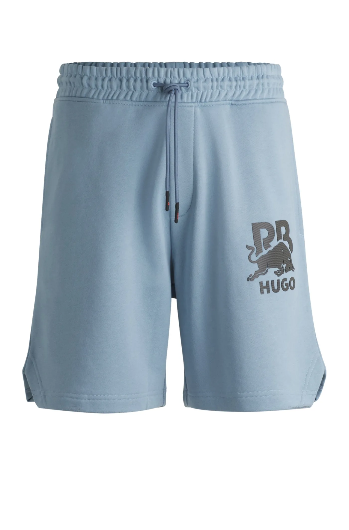 HUGO x RB Shorts aus Baumwoll-Terry mit Carbon-Stealth-Logo