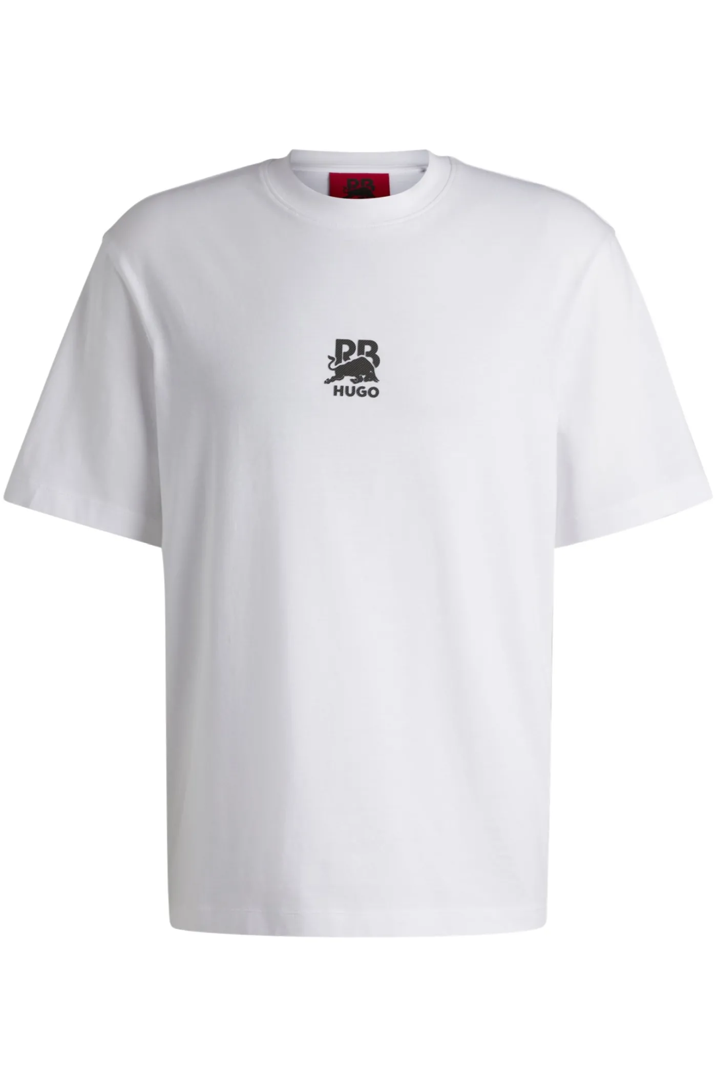 HUGO x RB T-Shirt aus Baumwoll-Jersey mit Carbon-Stealth-Logo
