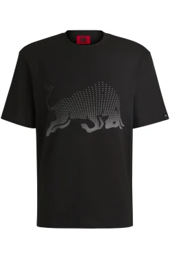HUGO x RB T-Shirt aus Baumwoll-Jersey mit Stier-Grafik in Degradé-Optik