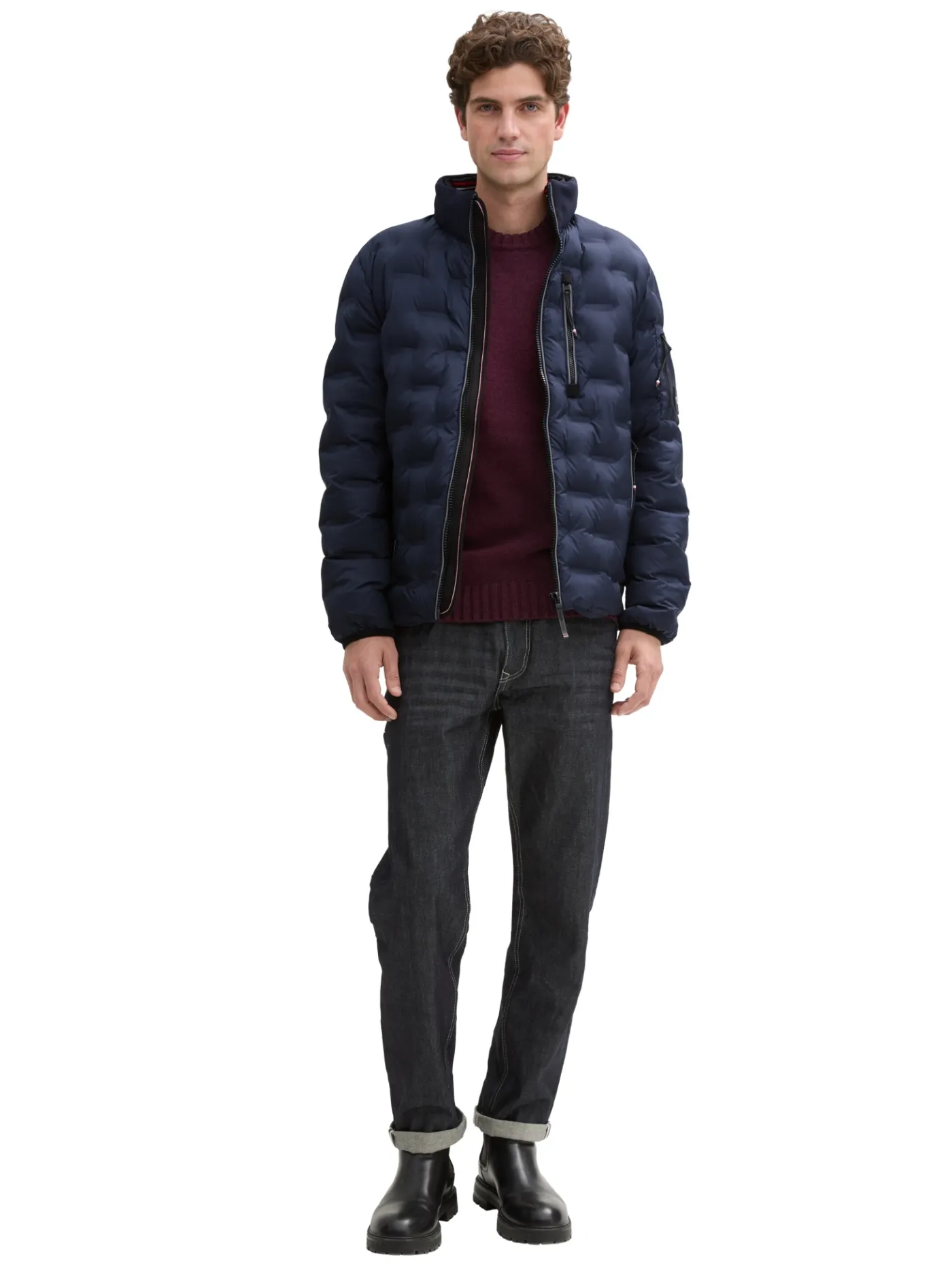 Hybrid Lightweight Steppjacke mit Kapuze im Stehkragen