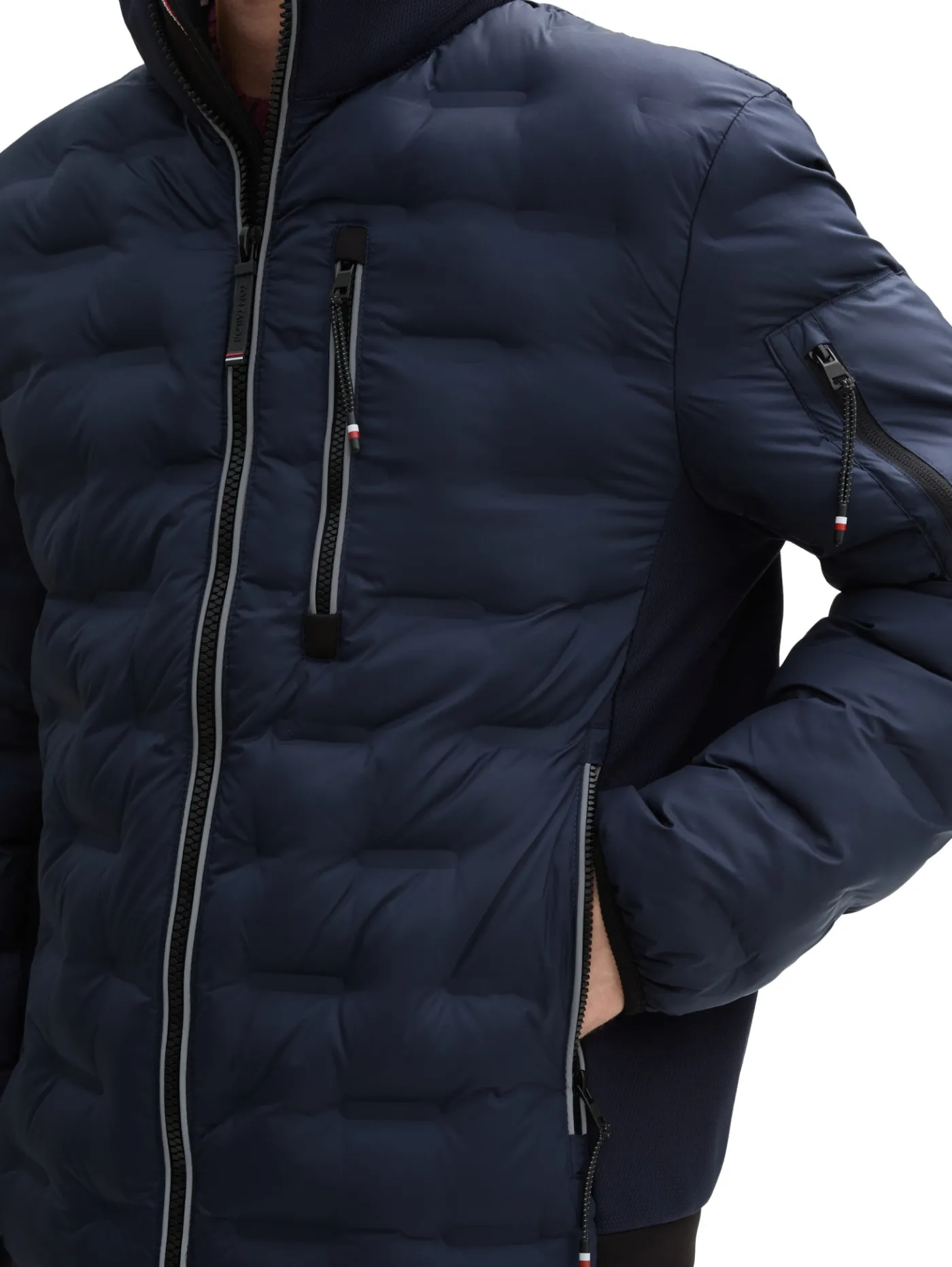 Hybrid Lightweight Steppjacke mit Kapuze im Stehkragen
