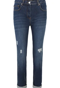 Jeans Hose mit Vintage-Löchern und Strass-Steinchen