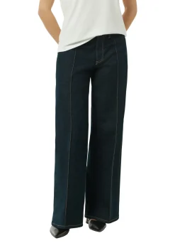 Jeans-Hose mit Wide Leg und Ziernähten