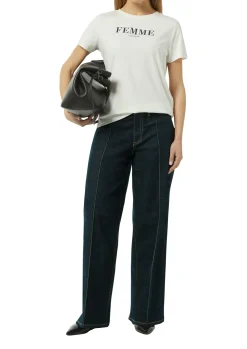 Jeans-Hose mit Wide Leg und Ziernähten