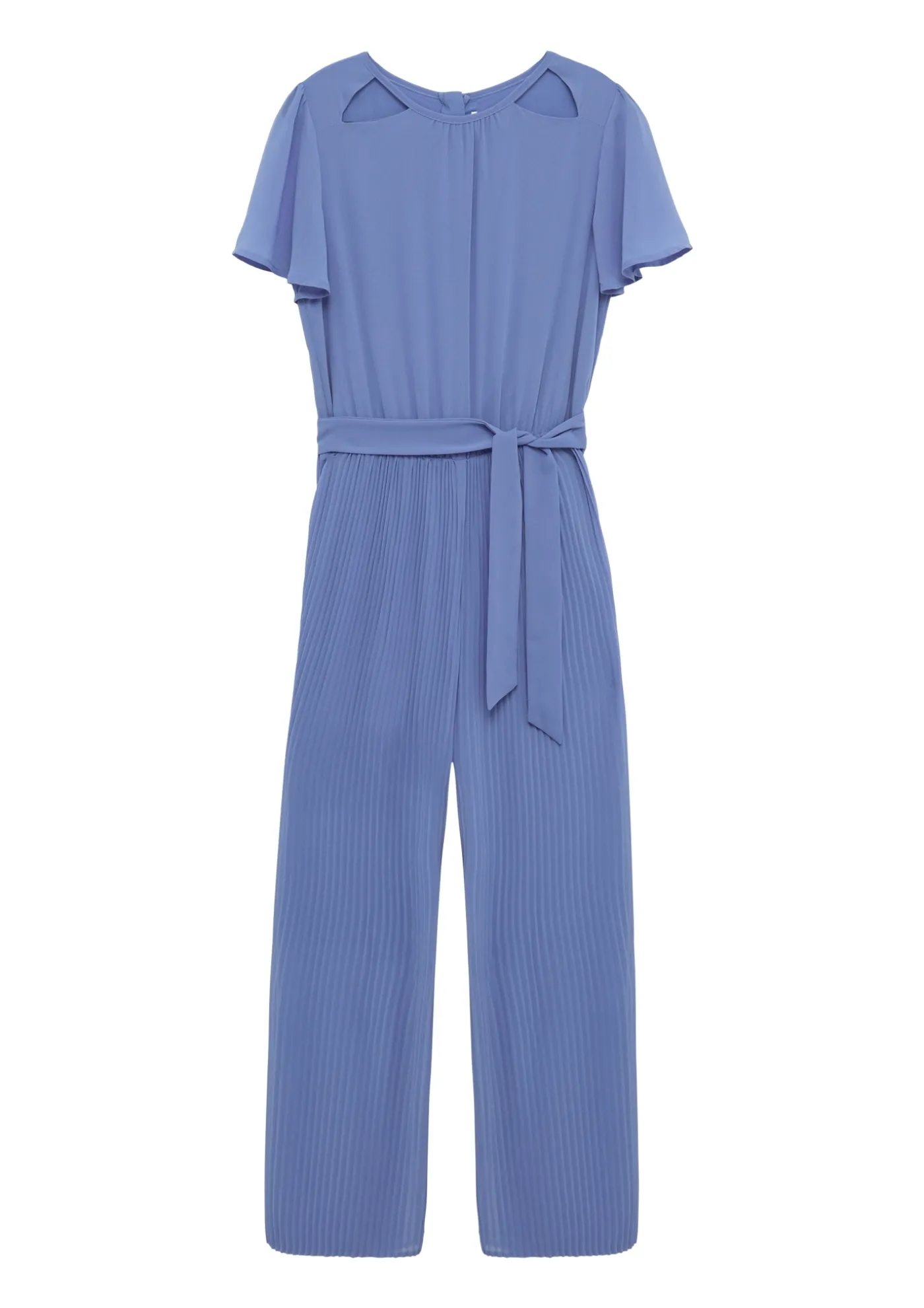 Jumpsuit aus Chiffon mit Gürtel und plissierter Hose