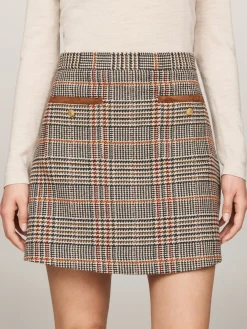 Karierter Tweed-Minirock mit Wolle