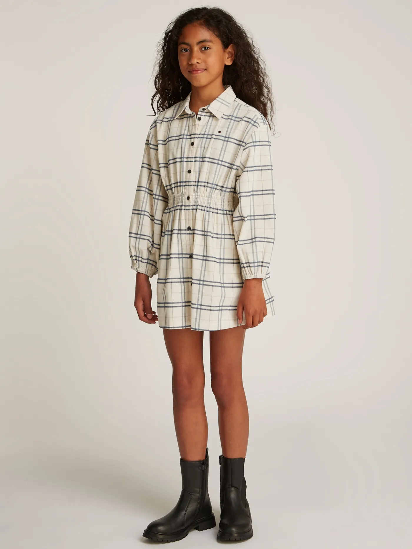 Kariertes Cord-Hemdkleid