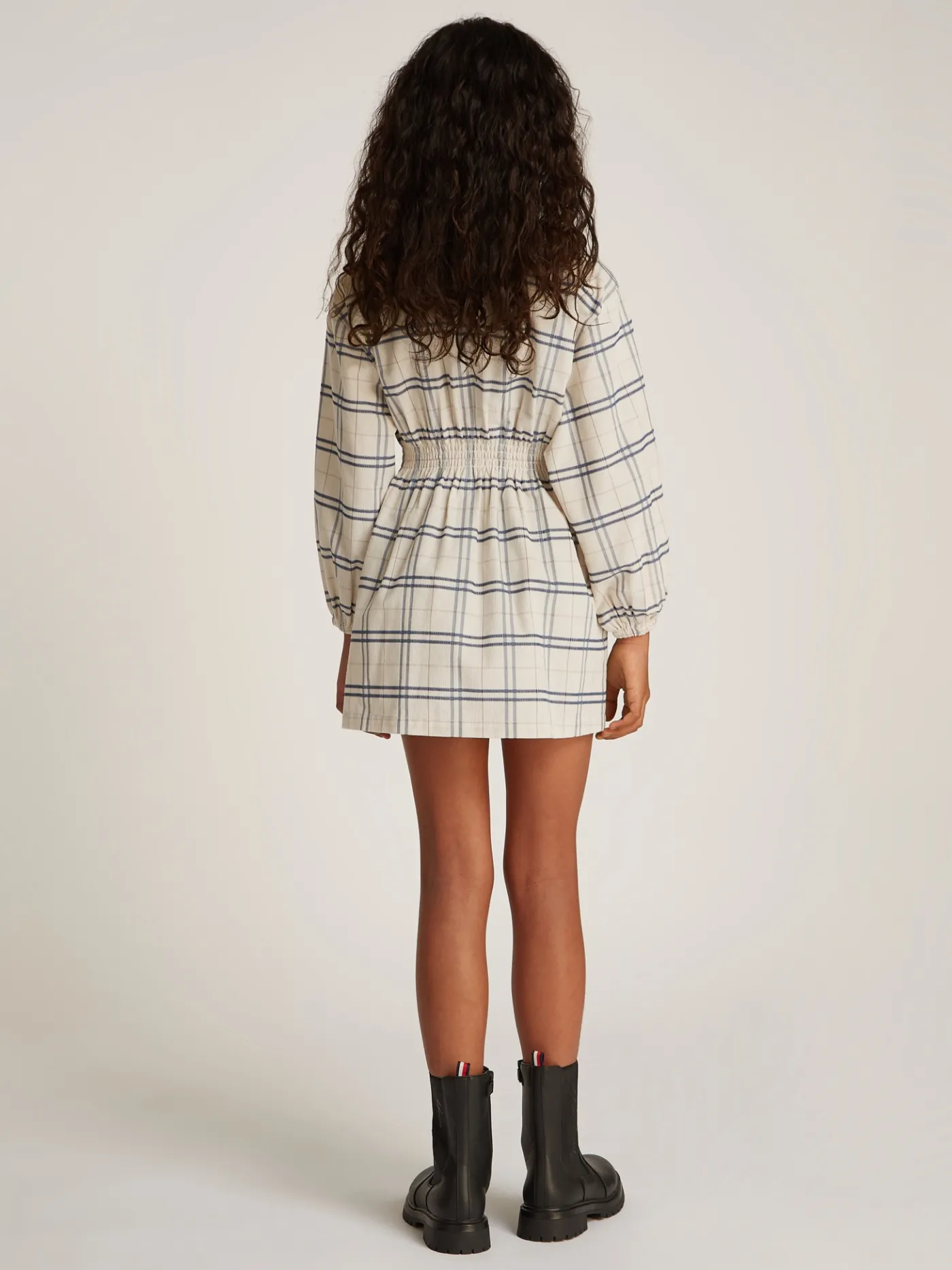Kariertes Cord-Hemdkleid