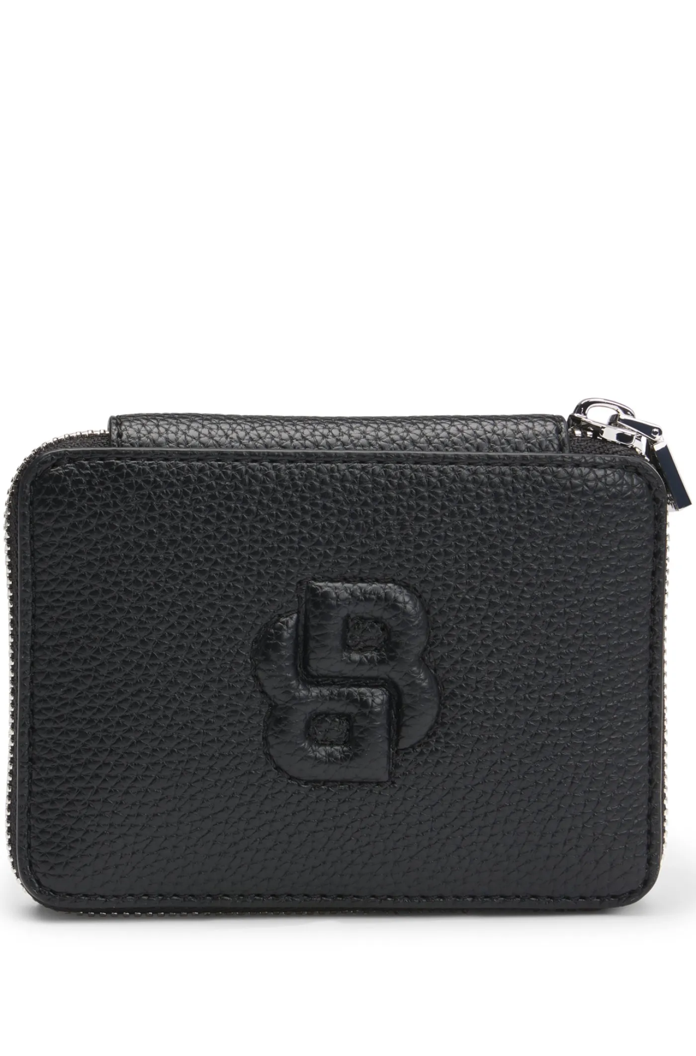Kleine Geldbörse mit genarbter Struktur, Reißverschluss und Double-B-Monogramm