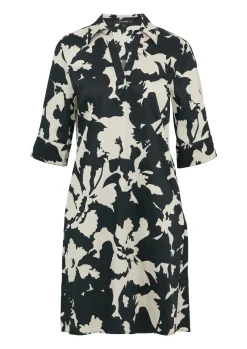 Kurzes Kleid mit Umlegekragen und All-over-Print