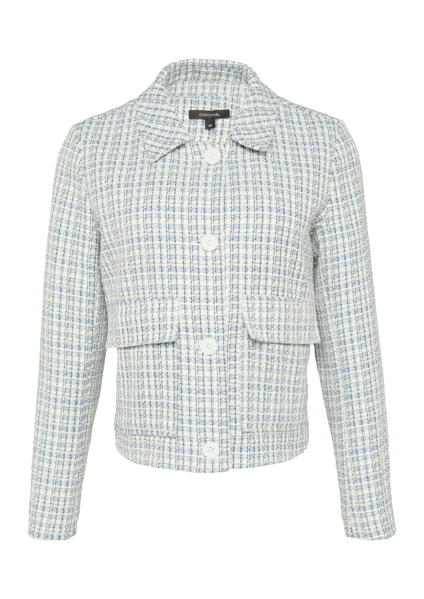 Kurze Tweed-Jacke mit aufgesetzten Taschen