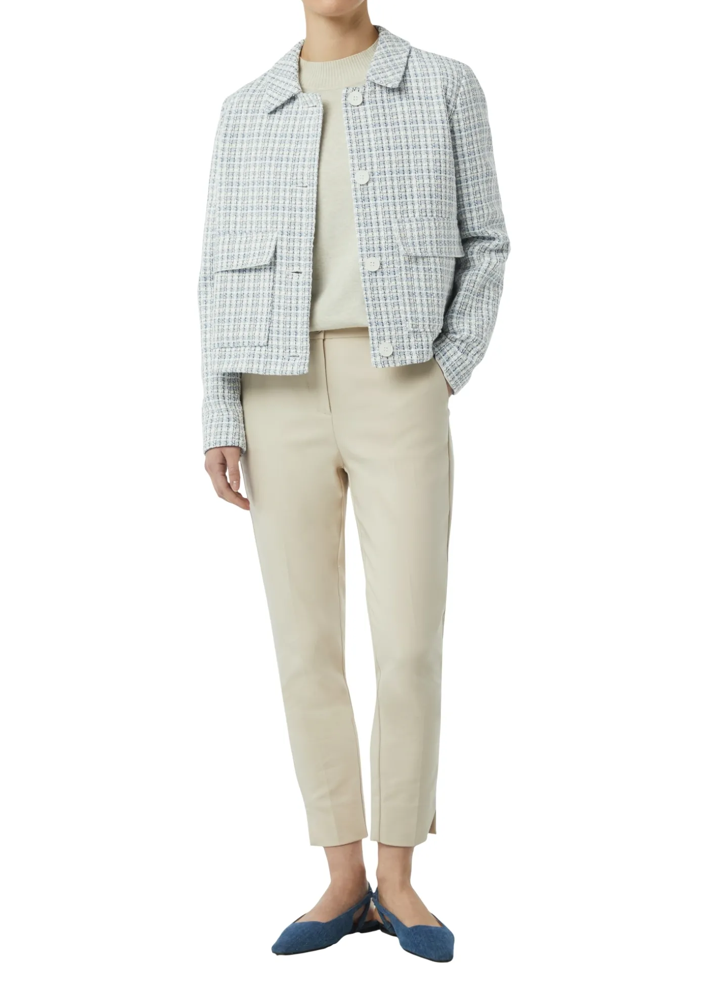 Kurze Tweed-Jacke mit aufgesetzten Taschen