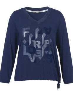 Langarm-Shirt mit Geschmücktem Front-Motiv