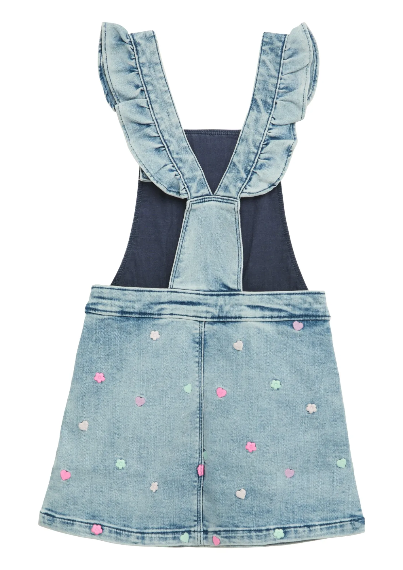 Latzrock aus Denim mit Stickerei