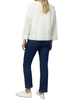 Leichtes Feinstrickshirt mit transparenten Ärmeln