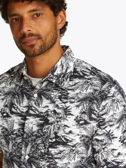 Leinenhemd mit Vacation Print
