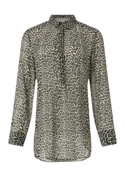 Longbluse aus Chiffon mit Leo-Print
