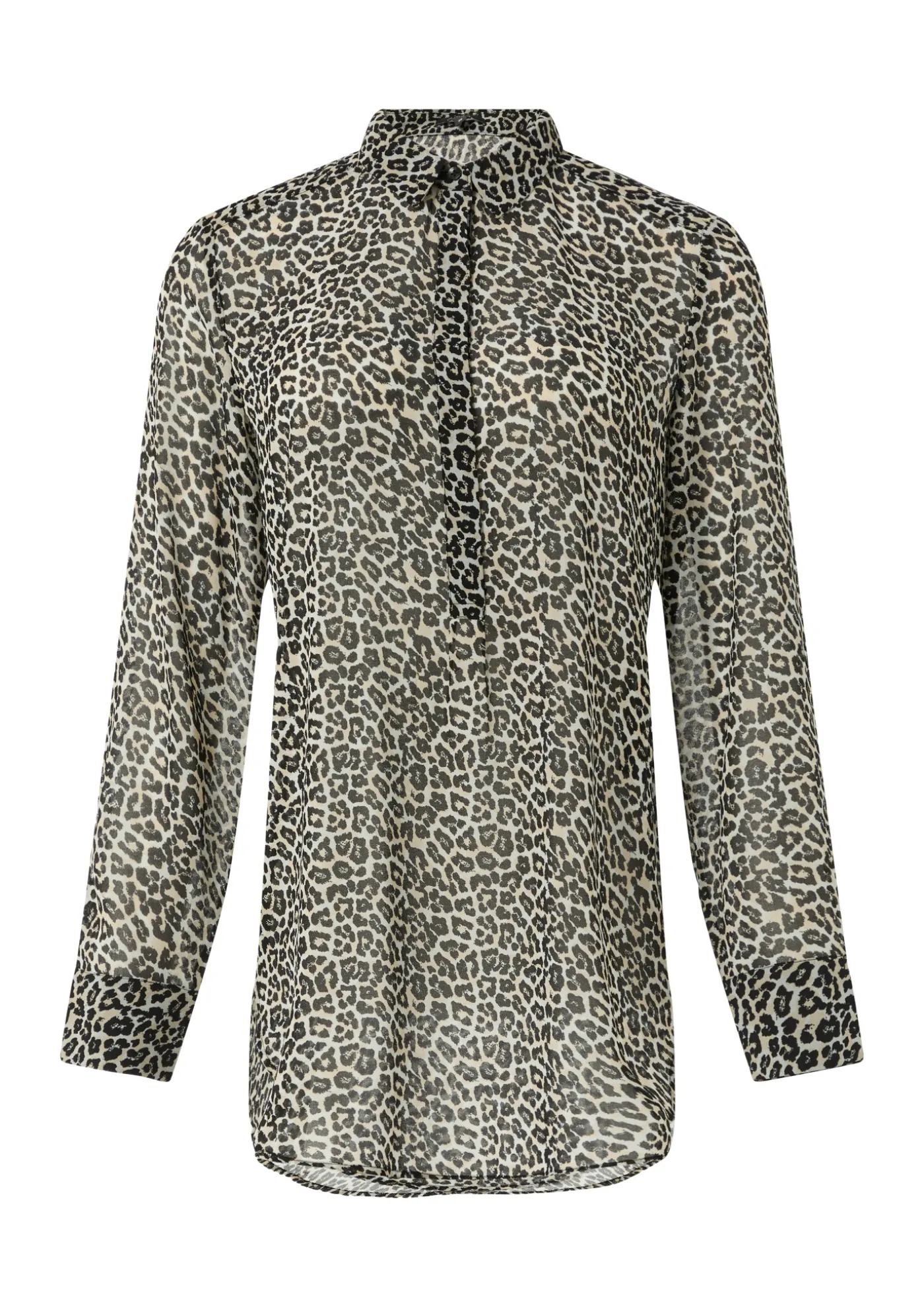Longbluse aus Chiffon mit Leo-Print
