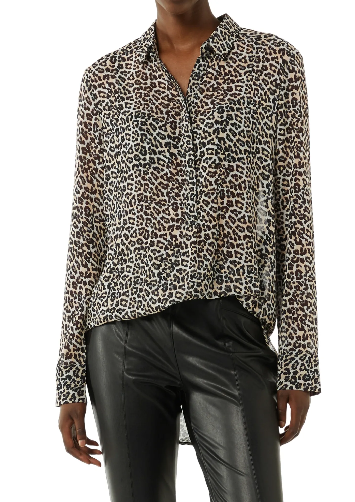 Longbluse aus Chiffon mit Leo-Print