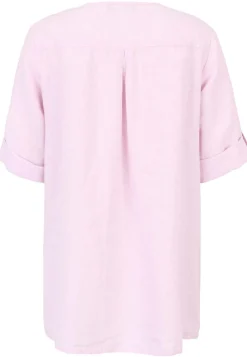 Long-Bluse mit Reissverschluss und Krempelärmel