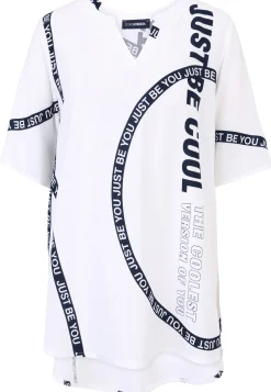 Long Bluse mit Wording-Print
