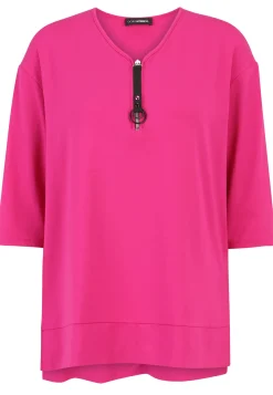 Long-Shirt mit dekorativem Reißverschluss-Anhänger
