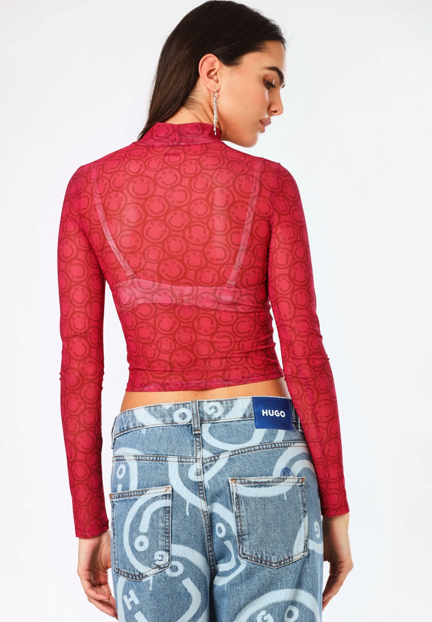 Longsleeve aus Mesh mit saisonalem Print