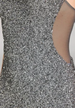 Neckholder Paillettenkleid mit Beinschlitz