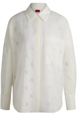 Oversized Bluse mit Logo Allover