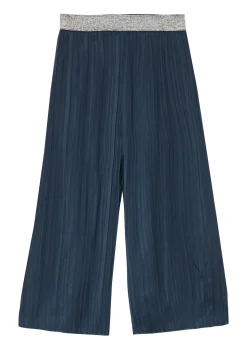 Plissierte Wide-Leg-Hose mit Glitzerbund