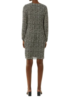 Plissiertes Chiffon-Kleid mit Leo-Print