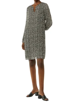 Plissiertes Chiffon-Kleid mit Leo-Print