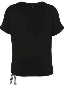 Print Blusenshirt mit schwarzem Jerseyrücken