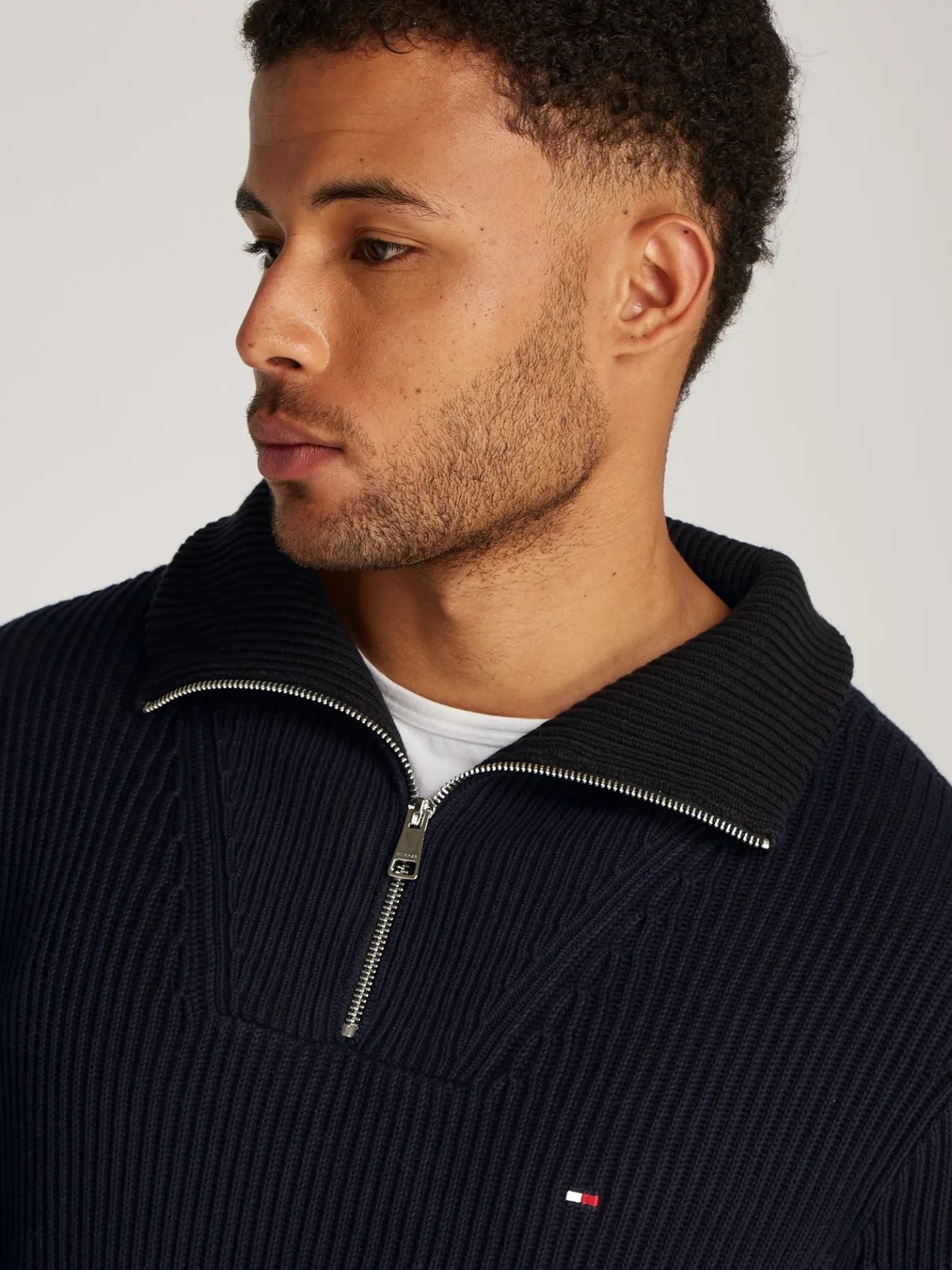 Pullover aus Rippstrick mit Reißverschluss