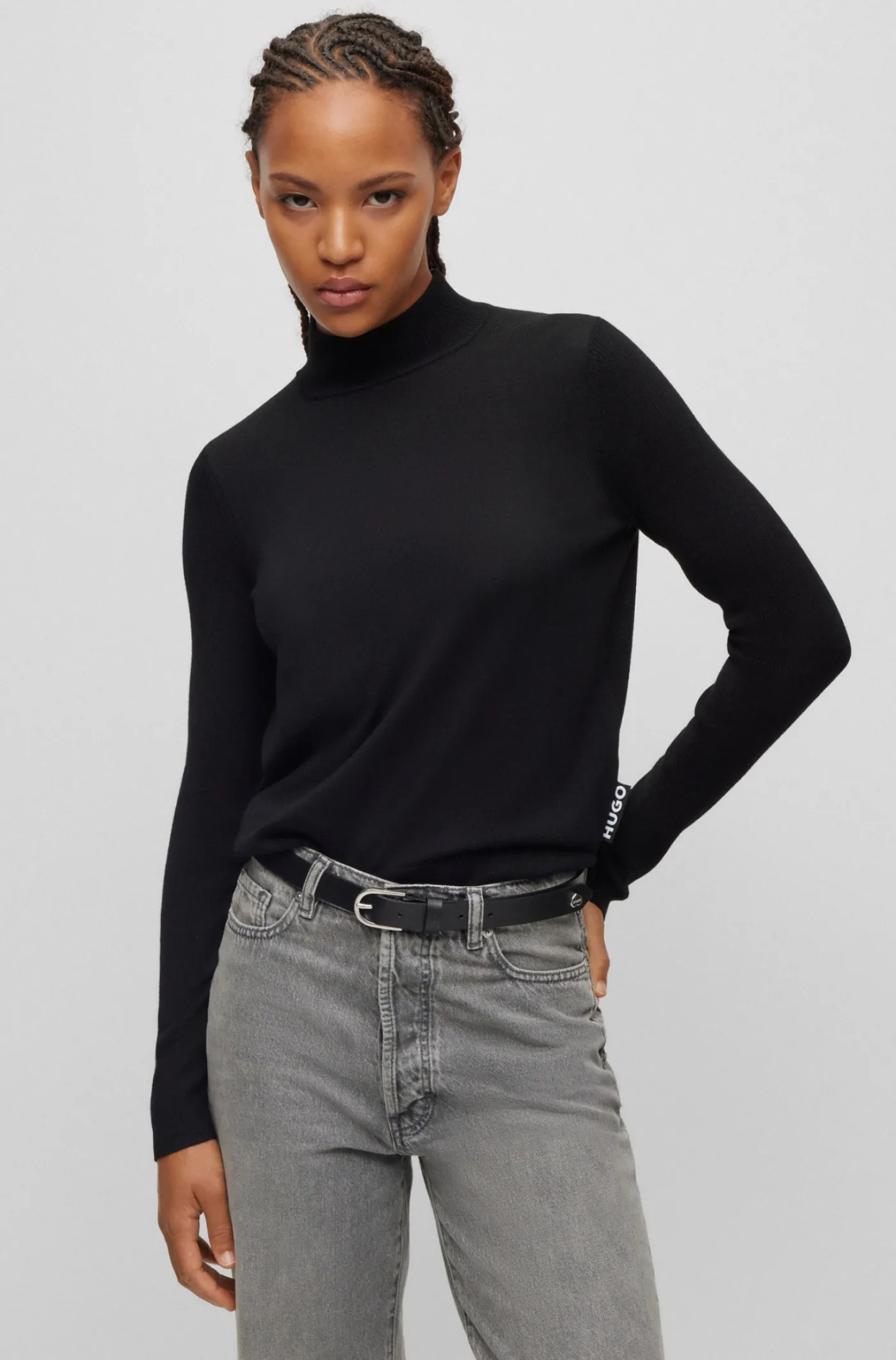 Pullover aus Schurwolle mit Stehkragen