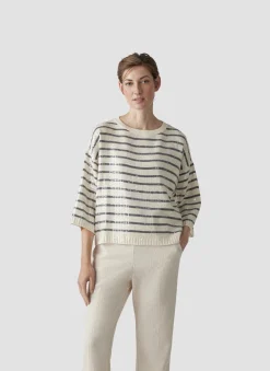 Pullover mit Streifen und Pailletten