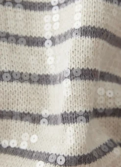 Pullover mit Streifen und Pailletten