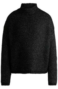 Pullover mit Trichterkragen und Reiskorn-Struktur