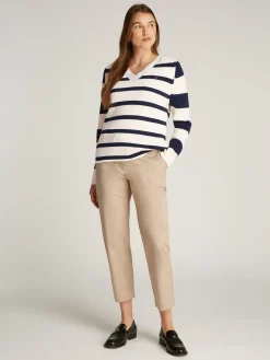 Pullover mit V-Ausschnitt und Perlfangmuster