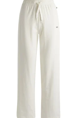 Pyjama-Hose aus Stretch-Baumwolle mit Tunnelzug und Logo-Print