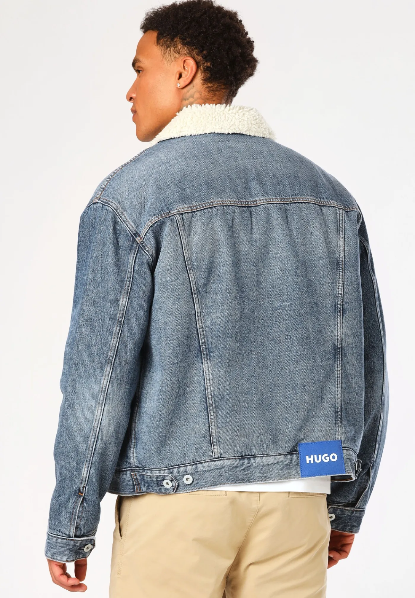 Regular-Fit Jeansjacke mit Innenfutter aus Kunstfell