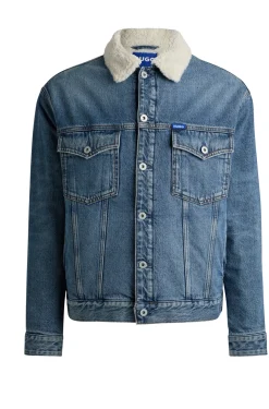 Regular-Fit Jeansjacke mit Innenfutter aus Kunstfell