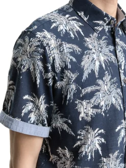 Regular Fit Kurzarmhemd mit Palmen-Print