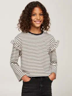 Relaxed Fit Langarmshirt mit Metallic-Streifen