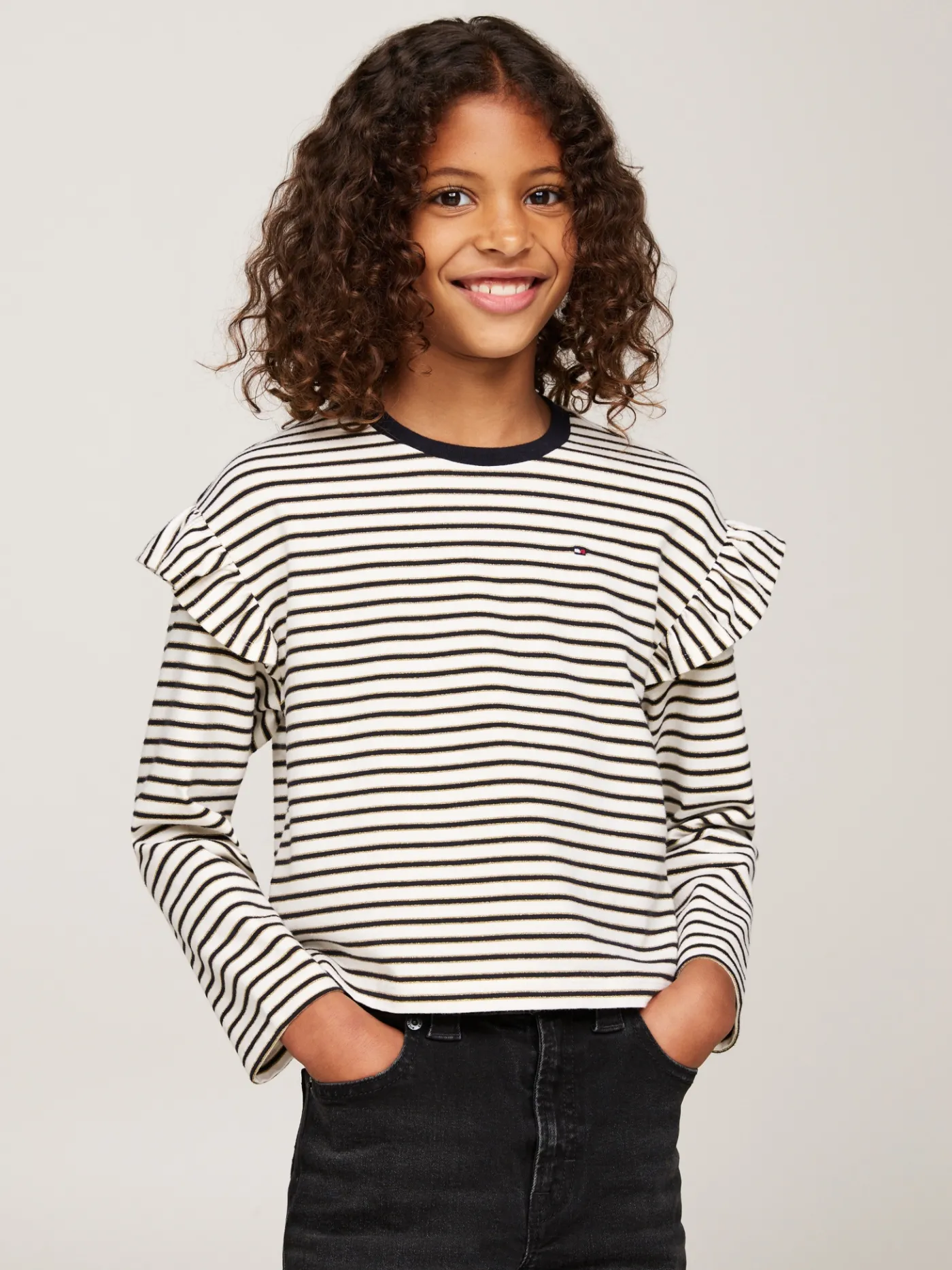 Relaxed Fit Langarmshirt mit Metallic-Streifen