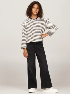 Relaxed Fit Langarmshirt mit Metallic-Streifen