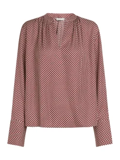 Relaxed Fit Bluse mit gerafftem V-Ausschnitt