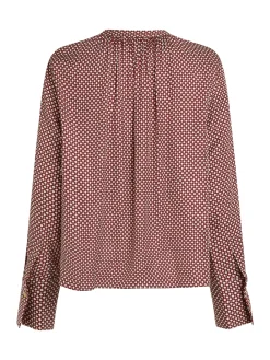 Relaxed Fit Bluse mit gerafftem V-Ausschnitt