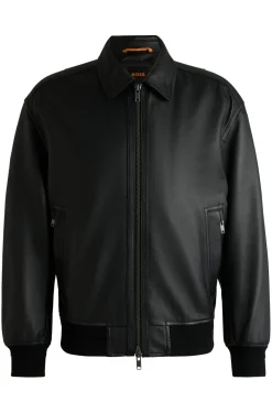 Relaxed-Fit Bomberjacke aus behandeltem Leder